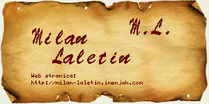 Milan Laletin vizit kartica